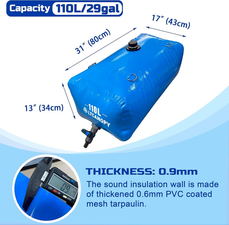 LTCANOPY 110L/30gal Water Storage Bladder Containers, Large Capacity Foldable Portable Water Tank,Drought Resistance Fire Protection Agricultural Irrigation Outdoor Emergency Water. - Image 2